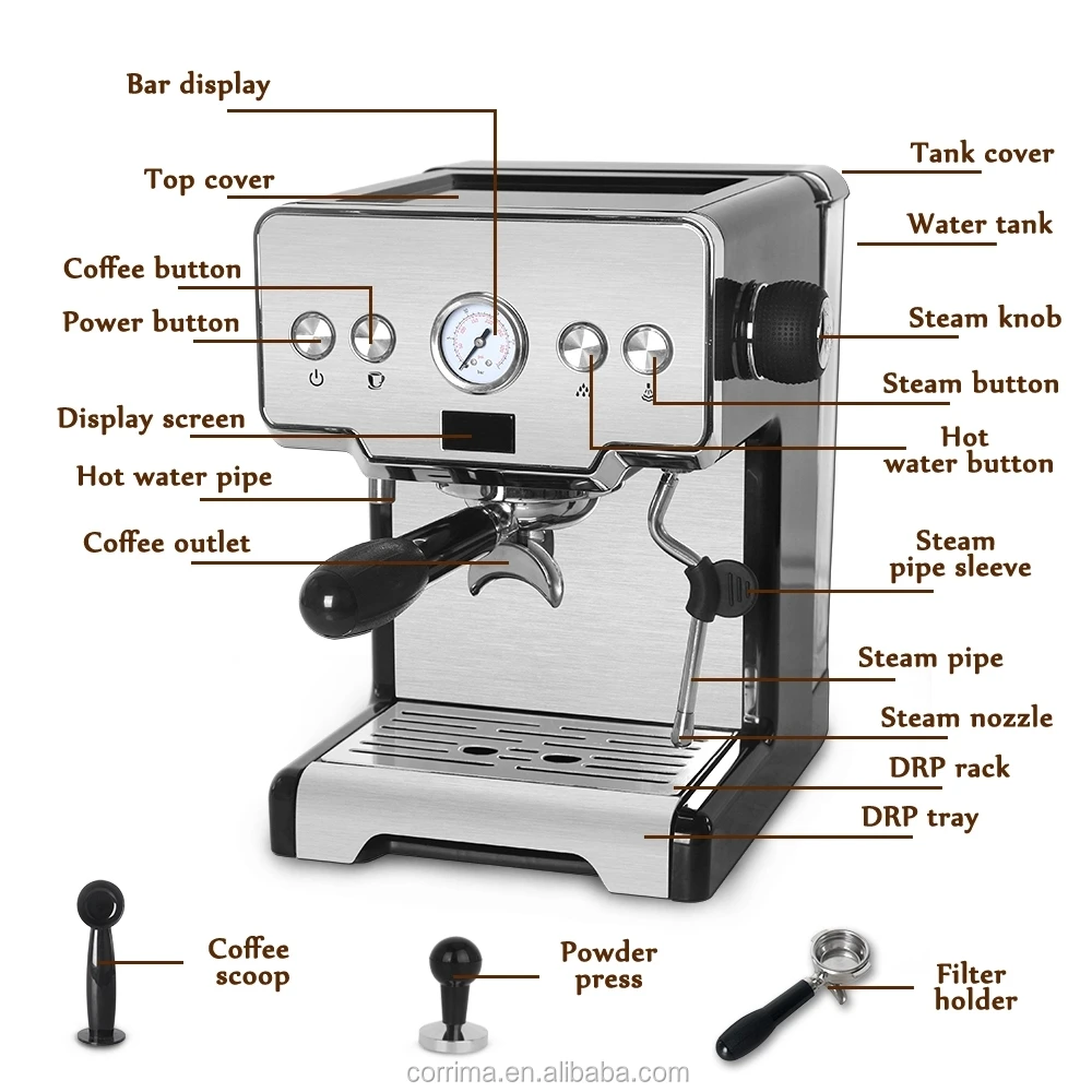 Semi Automatic Corrima Coffee Machine 15bar  for Espresso Cappuccino Milk Bubble Latte
