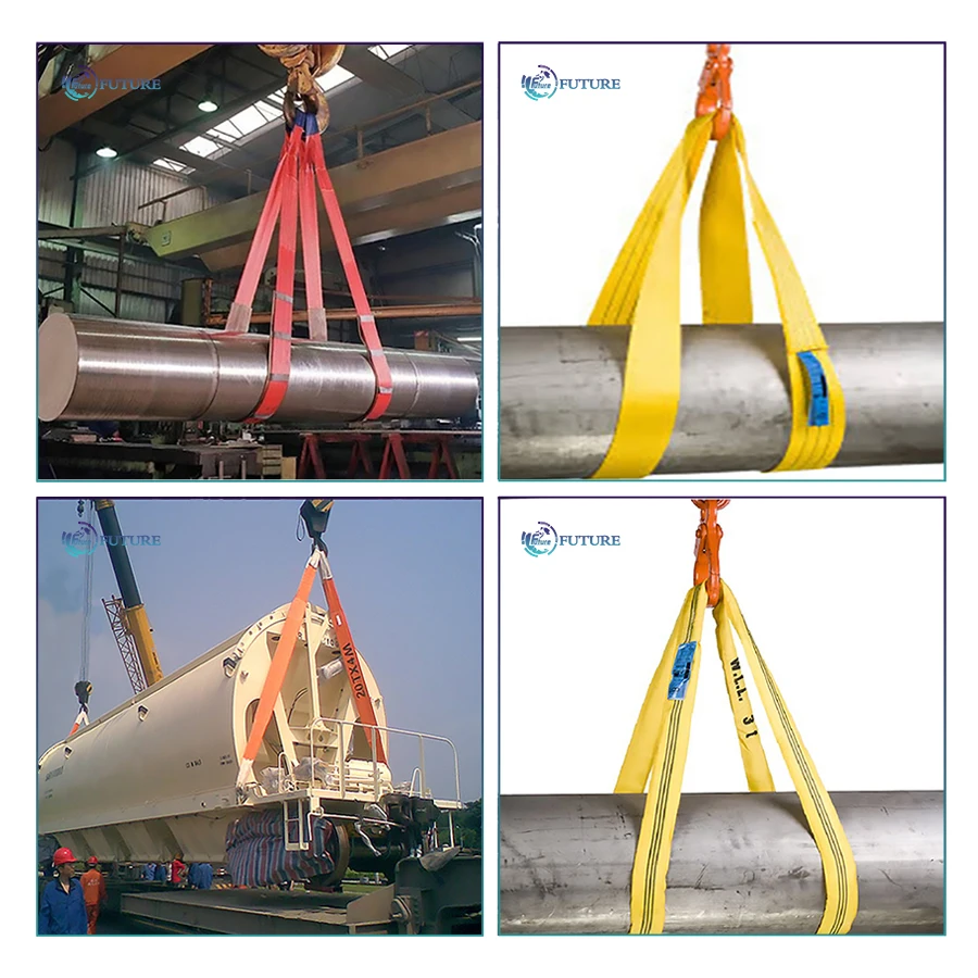 100% Polyester Heavy Duty 2000kg Webbing Sling Belt Flat Eye Crane ...