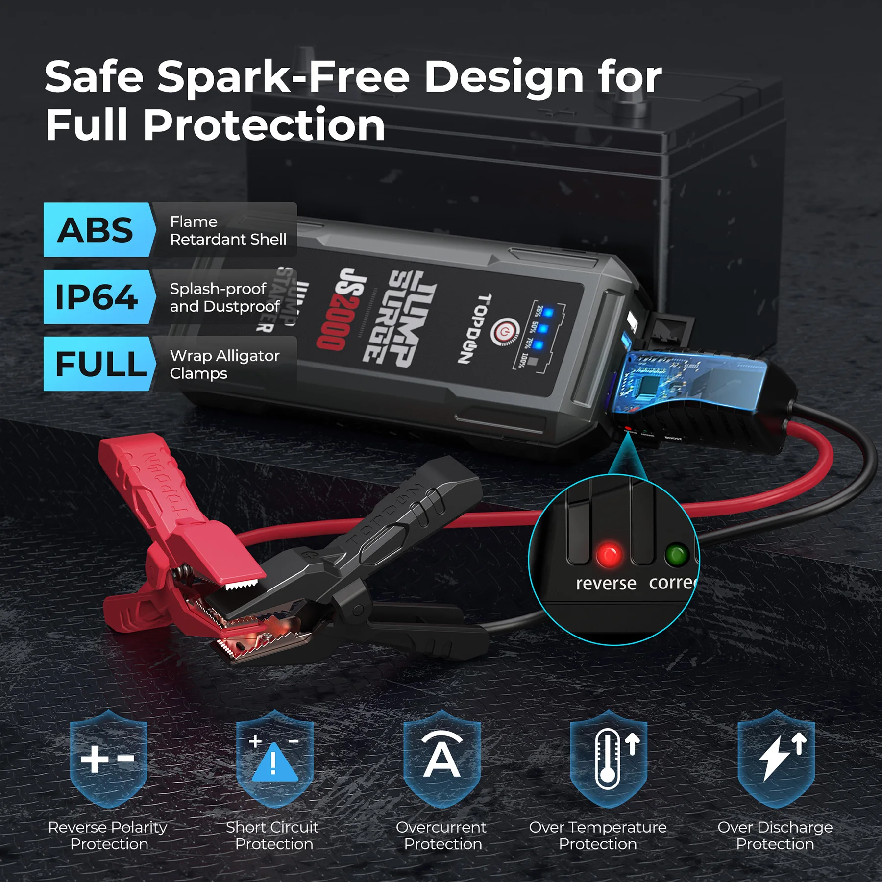 TOPDON JS2000 12V High Capacity Car Portable Jumpstarter Auto Buster Car Emergency Booster Battery Jump