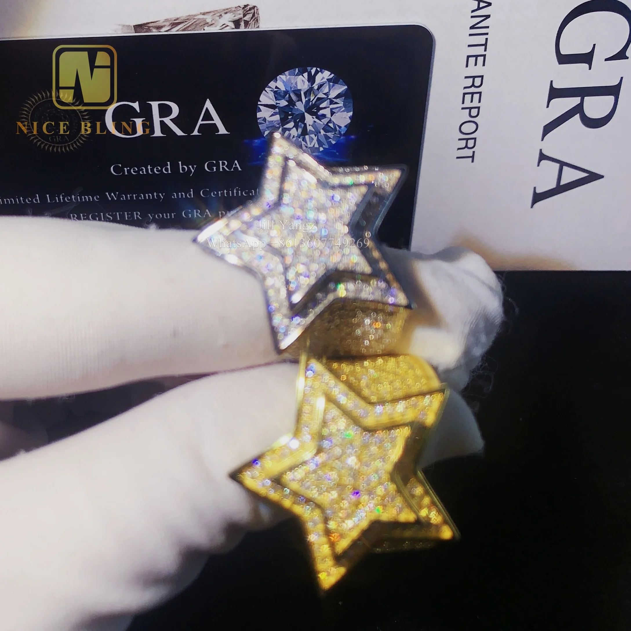 Custom Maker Star Shape Ring Vvs Moissanite Championship Ring