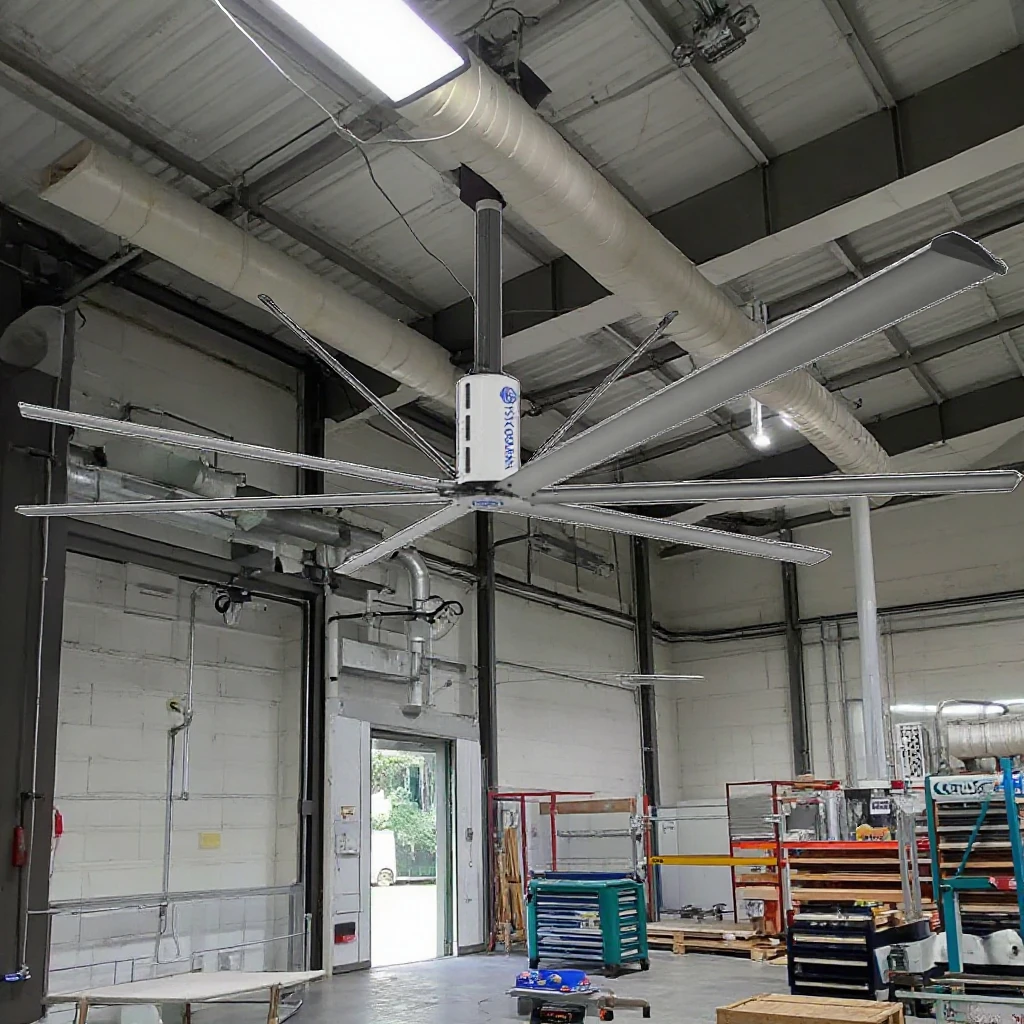 Industrial Giant HVLS Ceiling Fan with Gear Motor Ceil  Low Noise Electric AC 220V for Factory Construction Manufacturing Plant