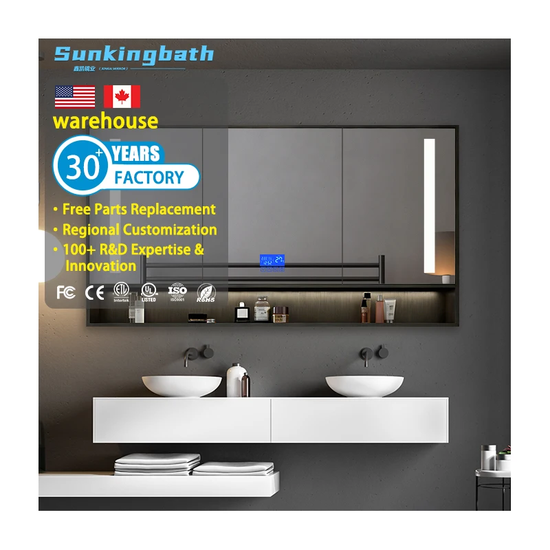 Wall Mounted Led Mirrored Cabinets Luxury Lighting Furniture Sets Modern Vanity Cabinet Bathroom Vanities With Mirror