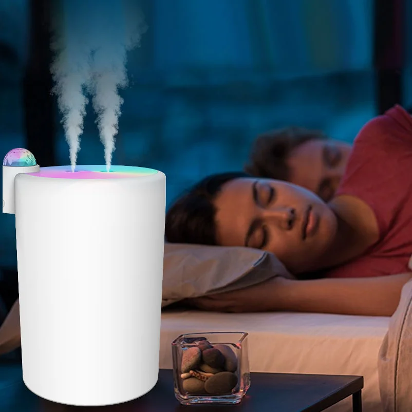2l H2o Spray Mist Humidifier Portable Led Lightdouble Wet Aroma Essential Oil Diffuser Electric Usb Air Humidifier