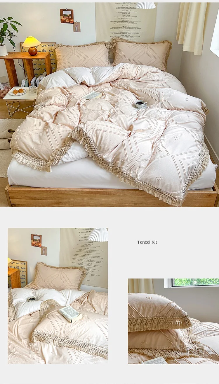 Queen Tufted Comforter Quilt Cover White Duvet Cover Tufted Bedding