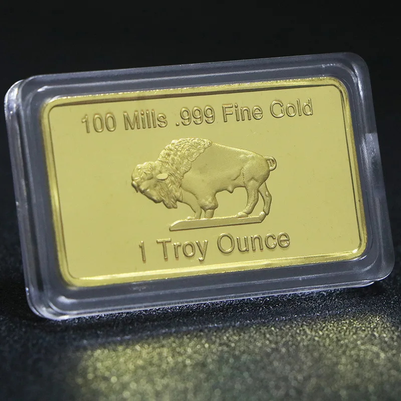 Metal Crafts 5 Gram .100 Mils 999 Fine 24k Gold Plated Brass Buffalo ...