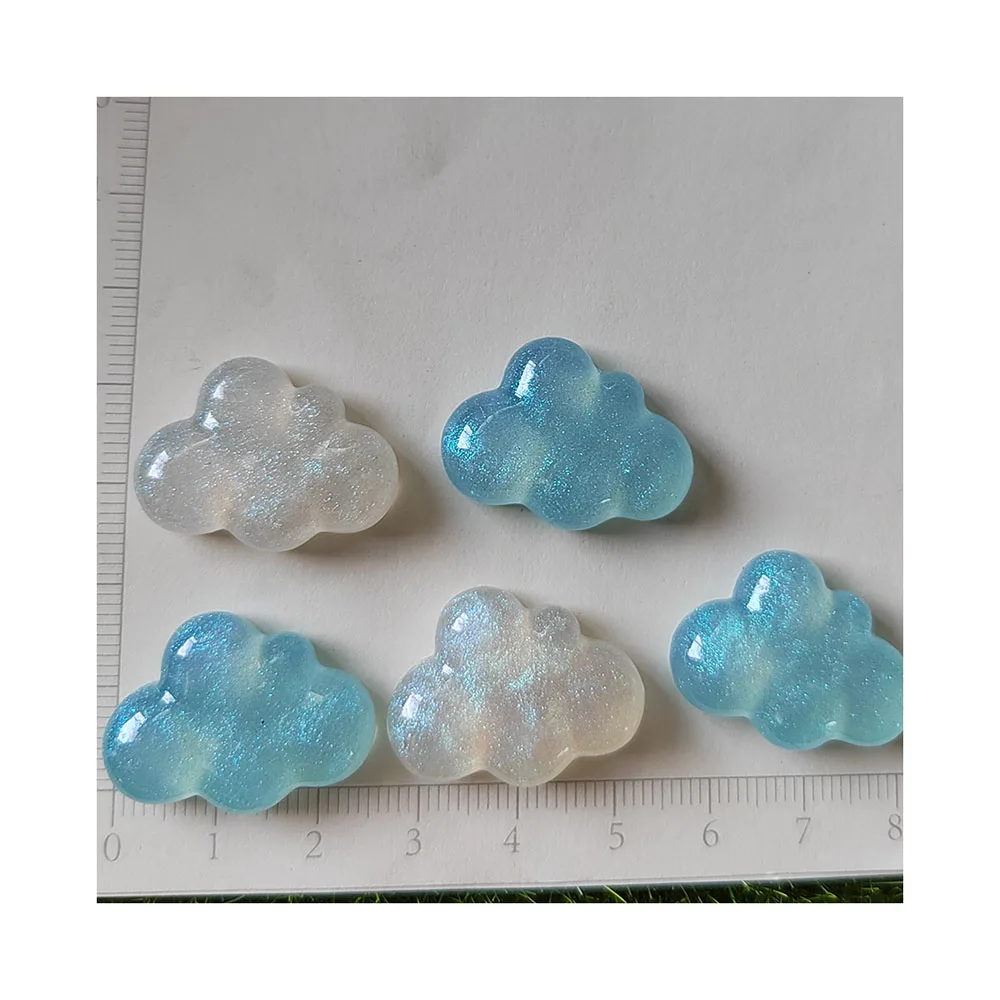 100Pcs New Colorful Glitter Cloud Embellishment Buttons Flatback Resin Cabochons for DIY Phone Handcraft  Handmade Decor