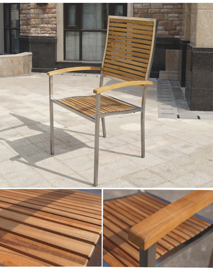 Modern Luxury Stainless Steel Teak Furniture For Outdoor Restaurant And