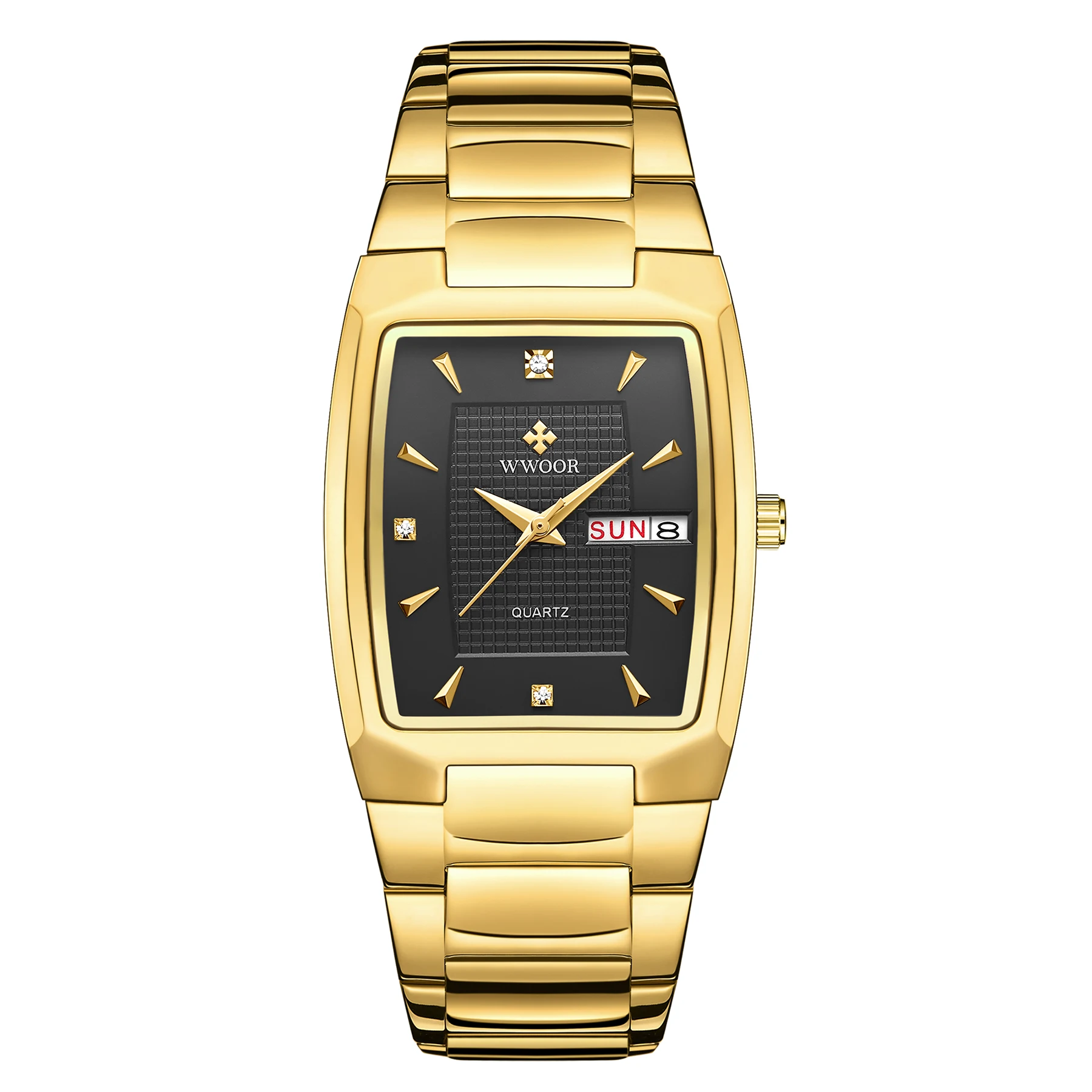 3ATM Minimalist Quartz With Date Square Unique Gold Watch for Men