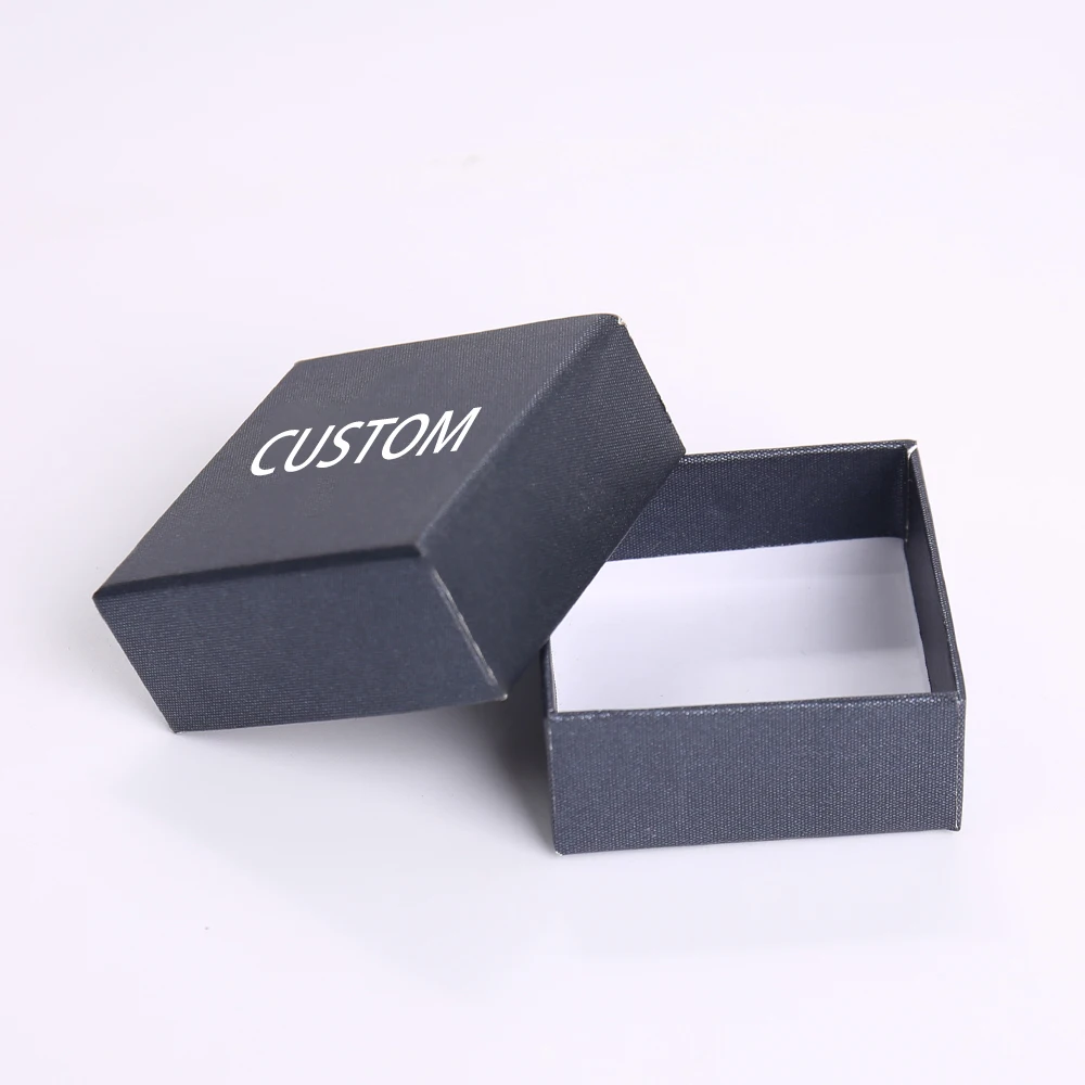 Fabrikks-egendesignert smykkeboks av høy kvalitet med papirgrunn og lokk, stiv boks med spesielt preget papir for pakking av øreringer