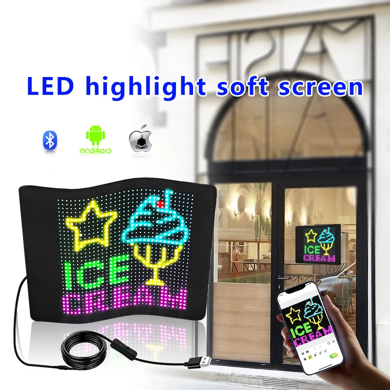 Panneau LED Matriciel Flexible – 37,2x9,2 Cm, Contrôle Par App, étanche IP65 – Neuf