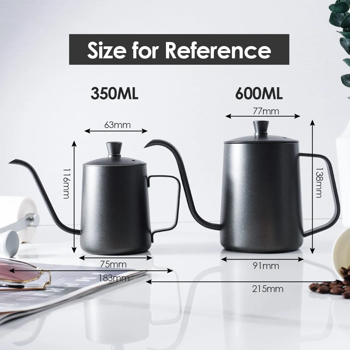 Wholesale Black Gooseneck Pour Over Drip Pot 350ml 600ml Office