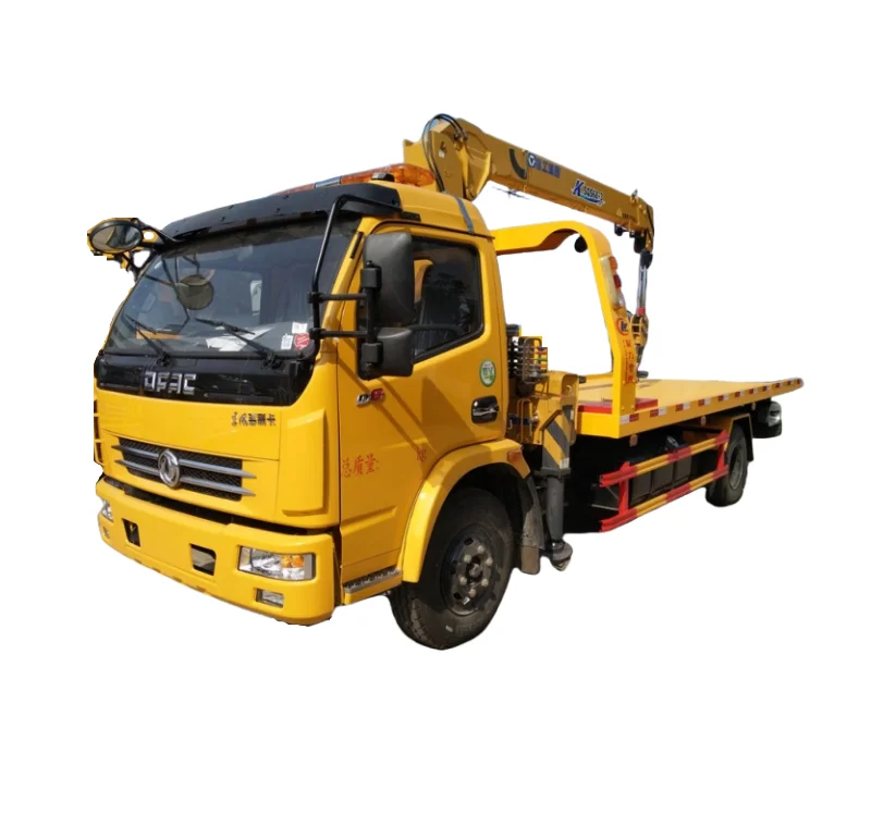 4x2 4 toneladas Dongfeng Caminhão Reboque com Plataforma com Guindaste XC MG de 3 toneladas