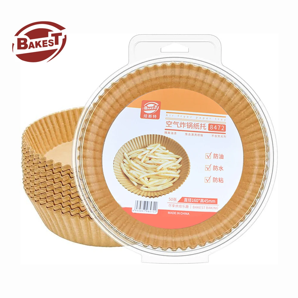 Round Baking Pastry Tools Disposable Nonstick Brown Air Fryer Liners Air Fryer Parchment Paper Airfryer Accessoires for Kitchen