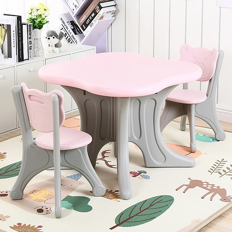 Children's Plastic Table and Chair Set for Bedroom or Living Room Study  Furniture for Kids Kindergarten