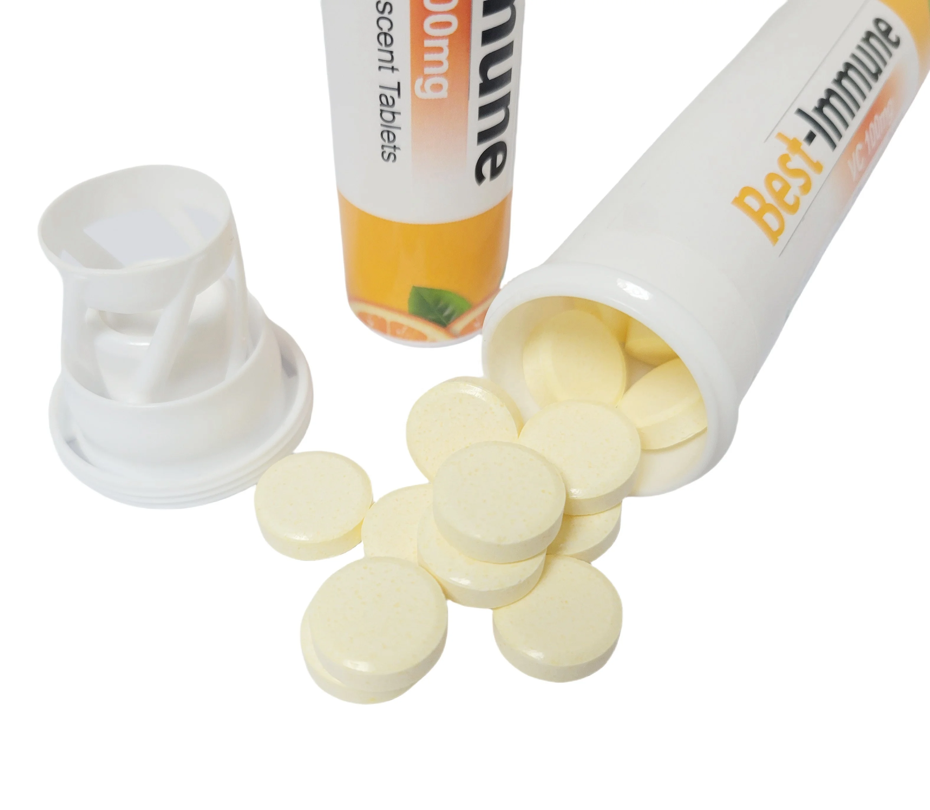 High Quality OEM Vitamin C 100mg Buccal Lozenge Tablet / Vitamin C Micro Effervescent Tablet