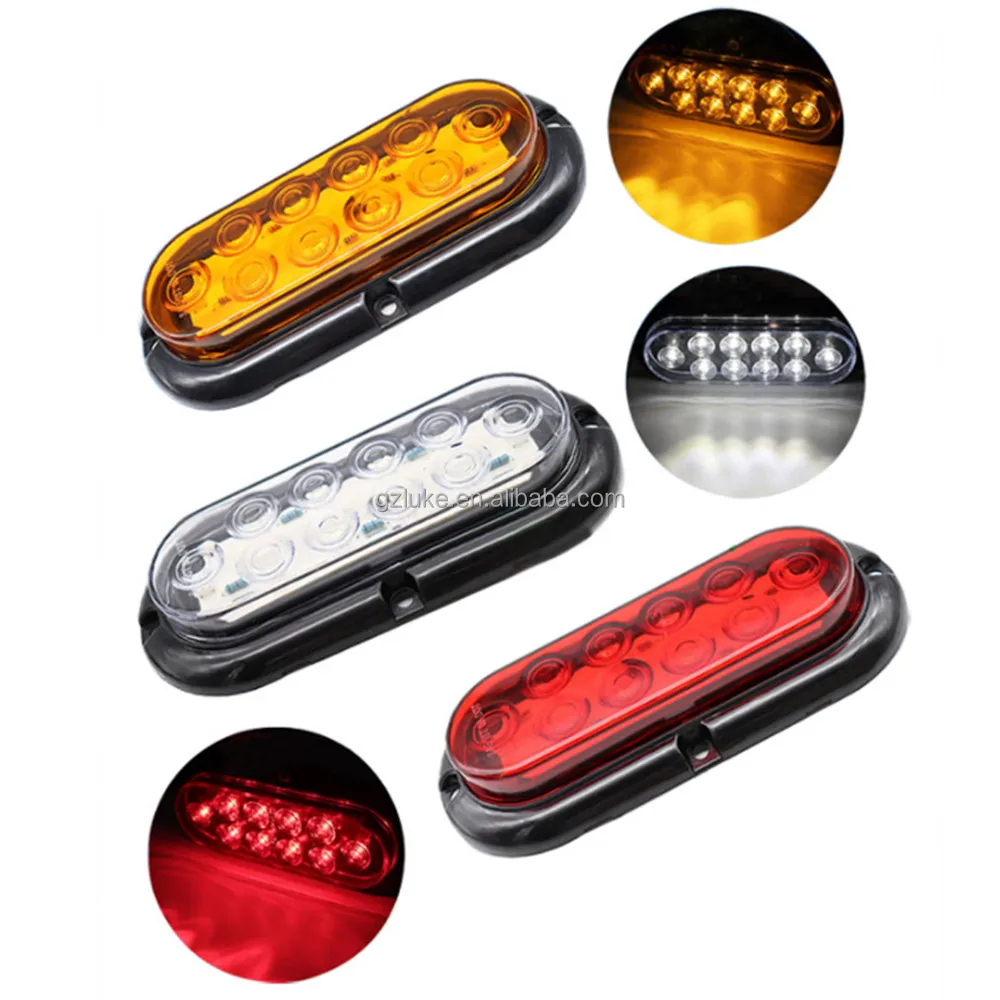 6-Inch Surface Mount LED Brake Stop Turn Tail Light for Trailer Truck RV New Sealed Amber Warning 24V Voltage