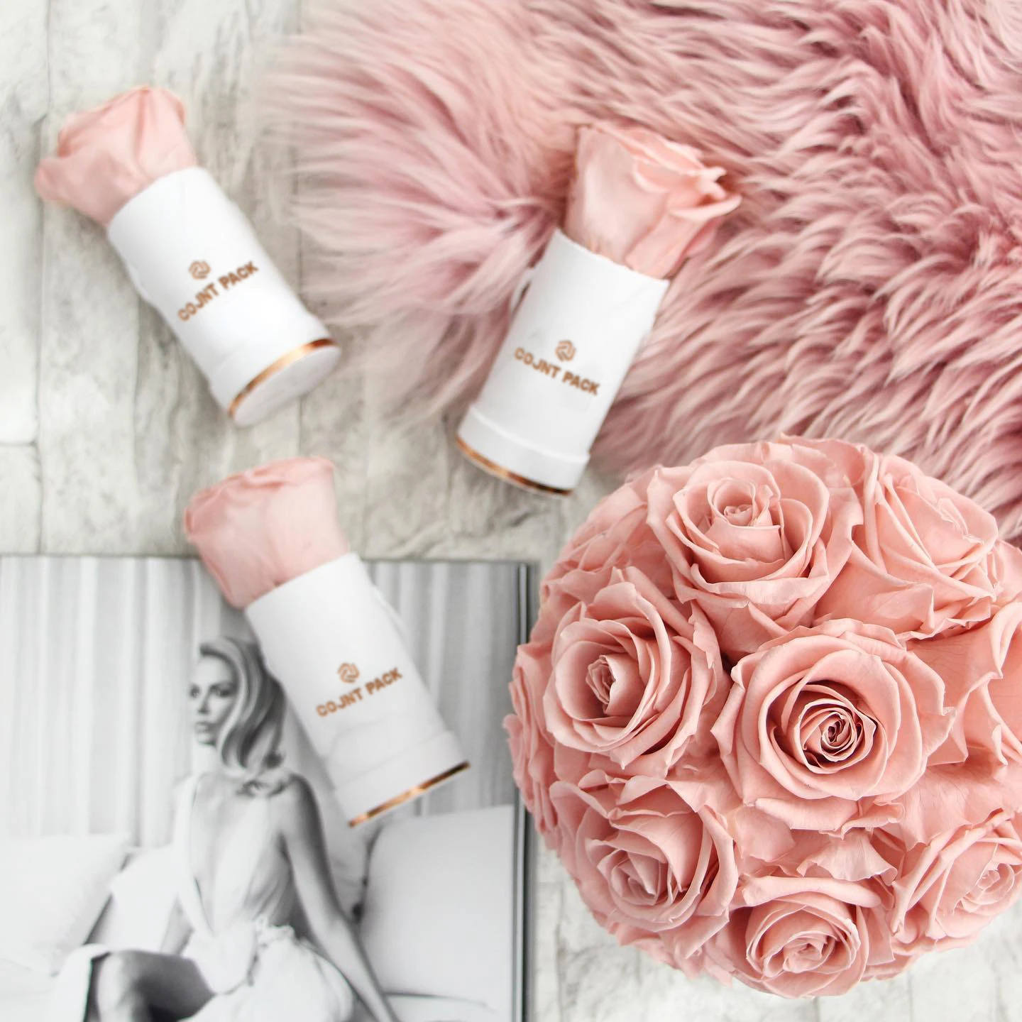 Wholesale Unique Marble Surface Round Flower Packaging Boxes For Roses