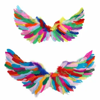 Kids Angel Wings Adult Fairy Wings Colorful feather Wings Party Costume Feathered Fancy Dress