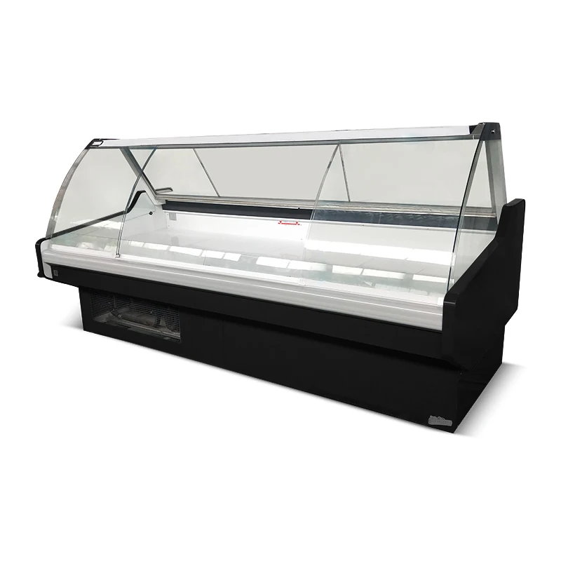 スーパーマーケット用ガラスカバー冷蔵ショーケース - 鮮魚・肉用