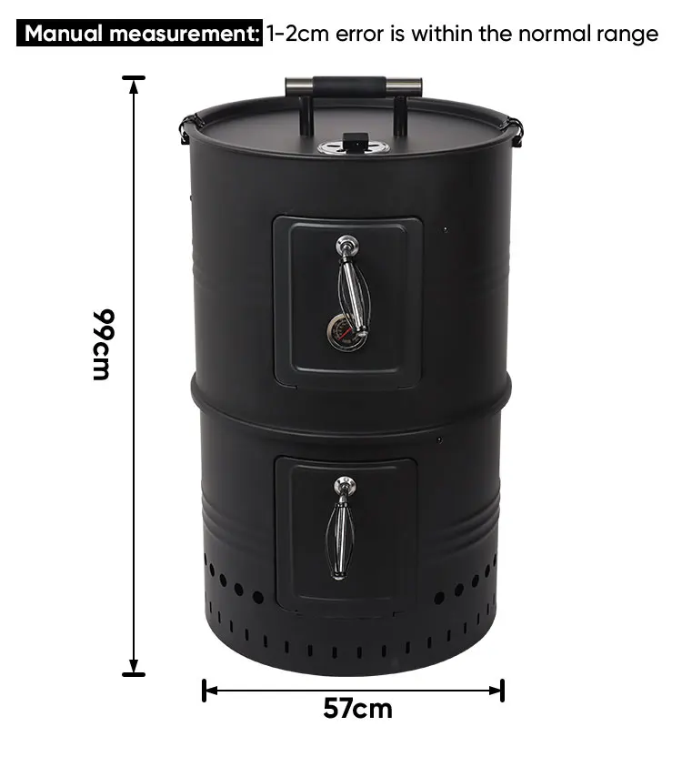 F23 Barbeque 18" Vertical Tower Big Barrel Charcoal Barbeque 3 In 1 Vertical Bbq Smoker Grills