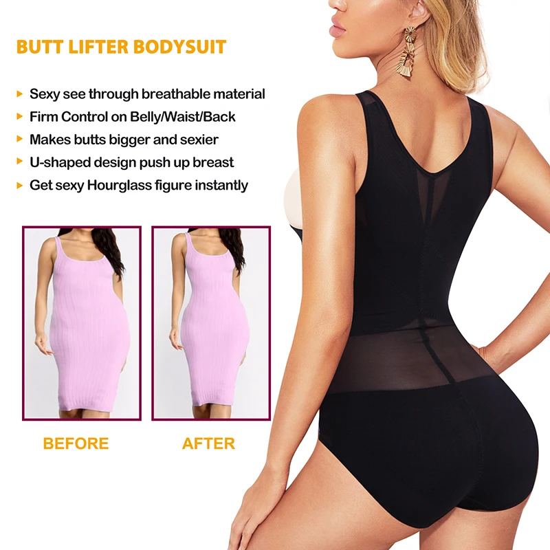 Shapewear Bodysuit For Women Tummy Control Butt Lifter Panty Hiwaist