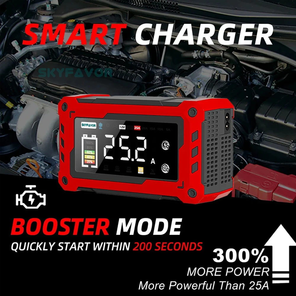 Smart mini 12V 24V battery charger 12V 24V 25A 20A 15A 10A 5A Adjustable current high power lead acid lifepo4 battery charger
