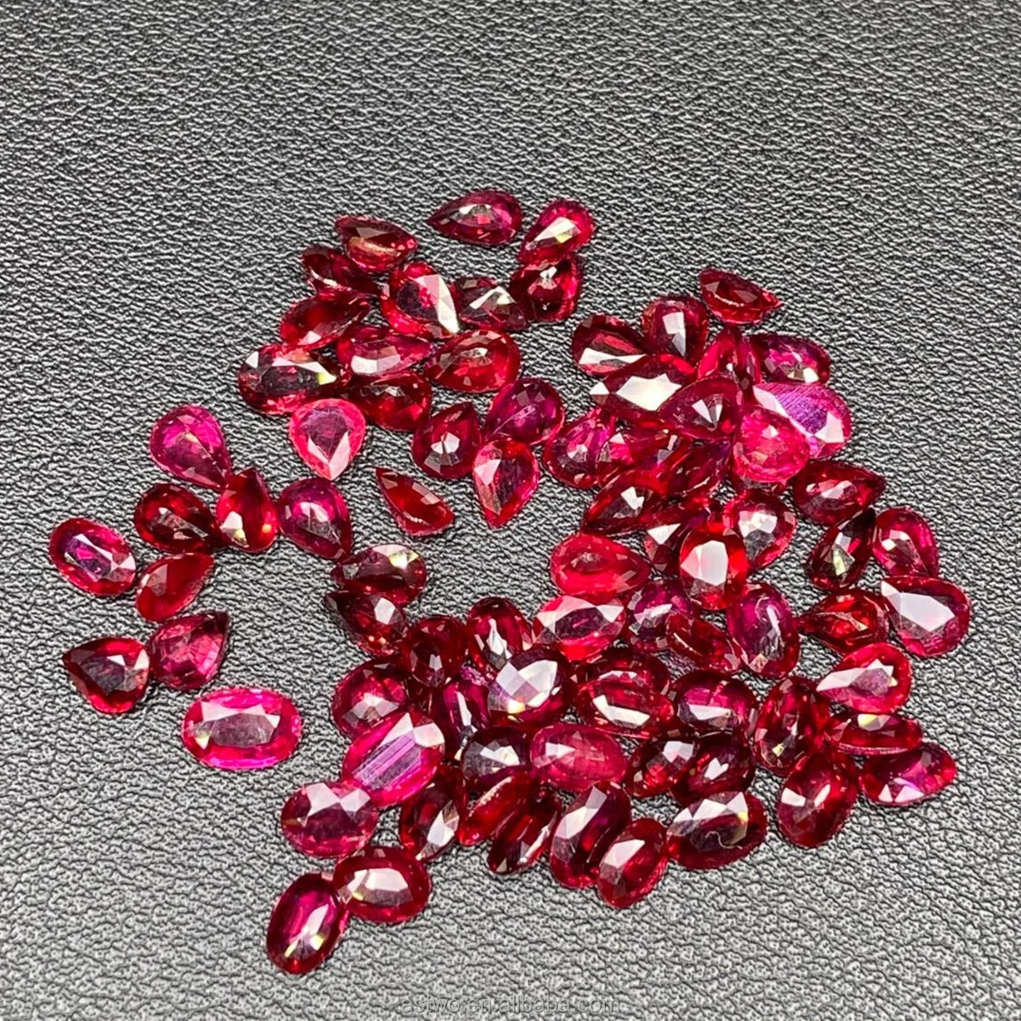 Top Quality 5A Natural Ruby Ring Pear Round Oval Polished Lab Created Loose Gemstones Synthetic Sexy Ruby