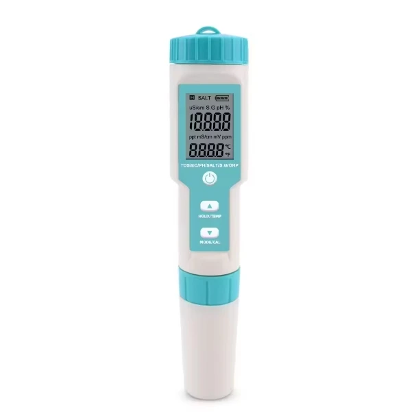 7in1 pH TDS EC Lämpötila Suola SG ORP vedenlaadun mittari LCD-näyttö TDS-mittari akvaarioon ja altaaseen