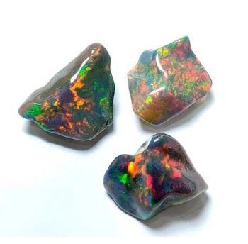 Wholesaler Supplier Rare Quality Natural Black Ethiopian Opal Rough Polished Fancy Shape Cabochon Gemstone