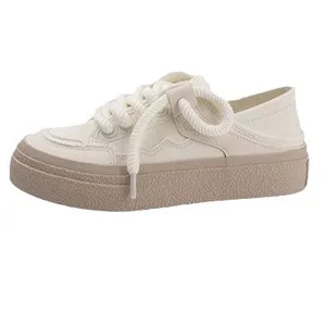 Women's Thick-Soled Canvas Shoes 2026 Spring New White Small Board Shoes Casual Sports Soft Increase Two Wear for Autumn