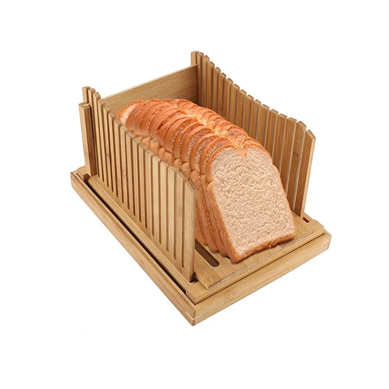 High Quality Bamboo Bread Slicer for Homemade Bread Use Family Gift  with Adjustable Width Bread Slicing Guides