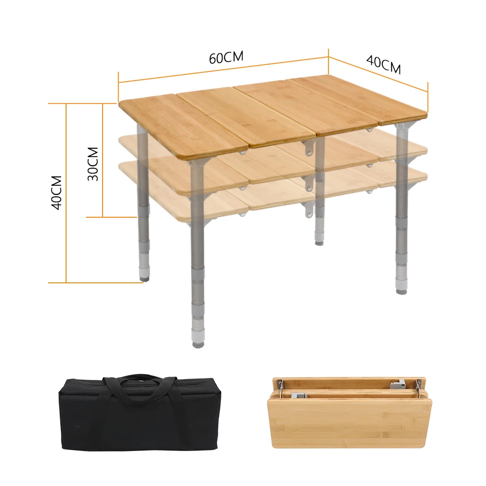 Складной Бамбуковый стол для кемпинга переносные столы легкие регулируемые по высоте Алюминиевый открытый пикника пляжа 4 складки