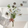 White wisteria-gray windmill balls-small lace flowers bouquet