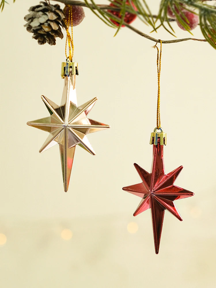 Christmas Gift Box Ornaments Octagonal Star Pine Shape Merry Christmas Tree Hanging Ornaments Decorations for Tree factory