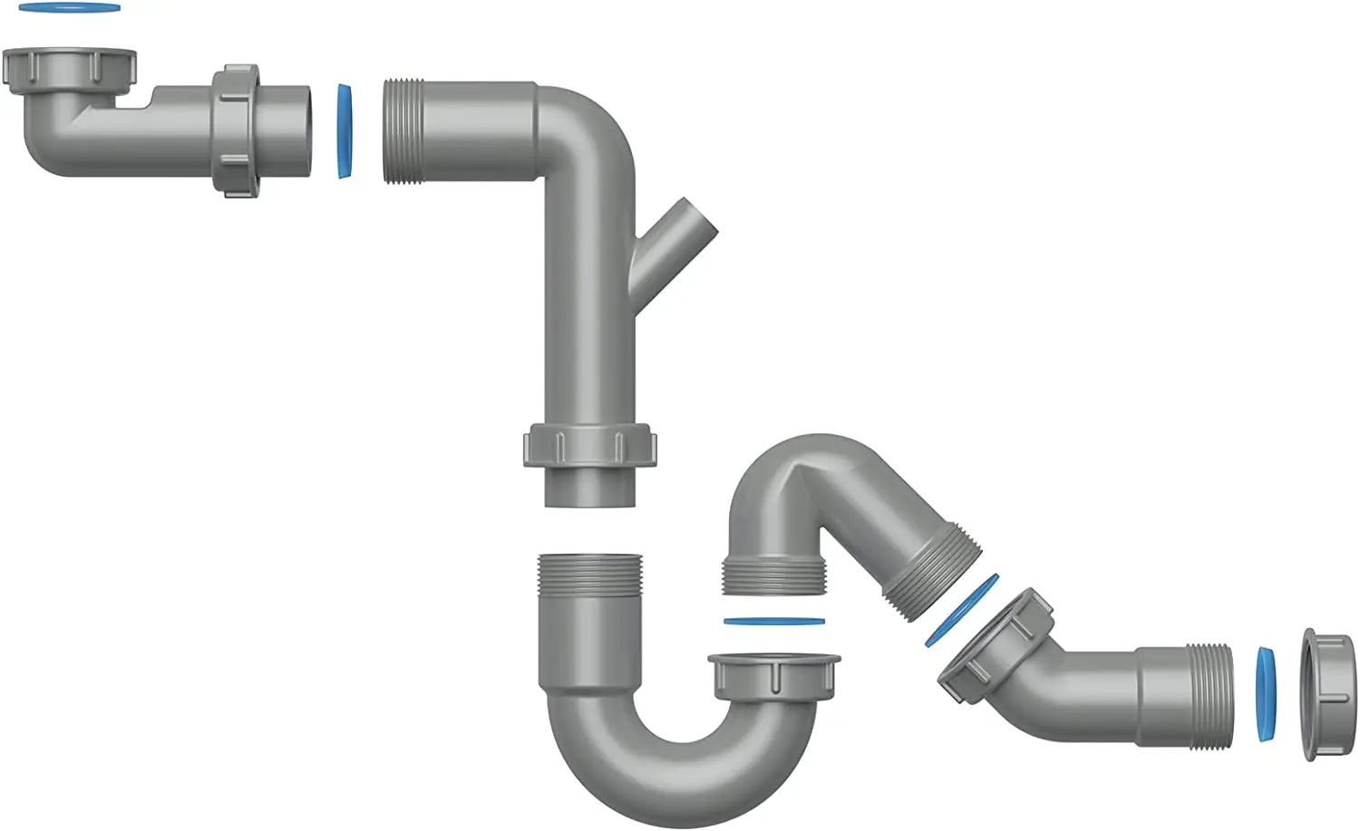 product new hot sale 40mm all in one drainage pipes kitchen plastic pp sink drain tube multi function p trap pipe for adjustable drainer-2
