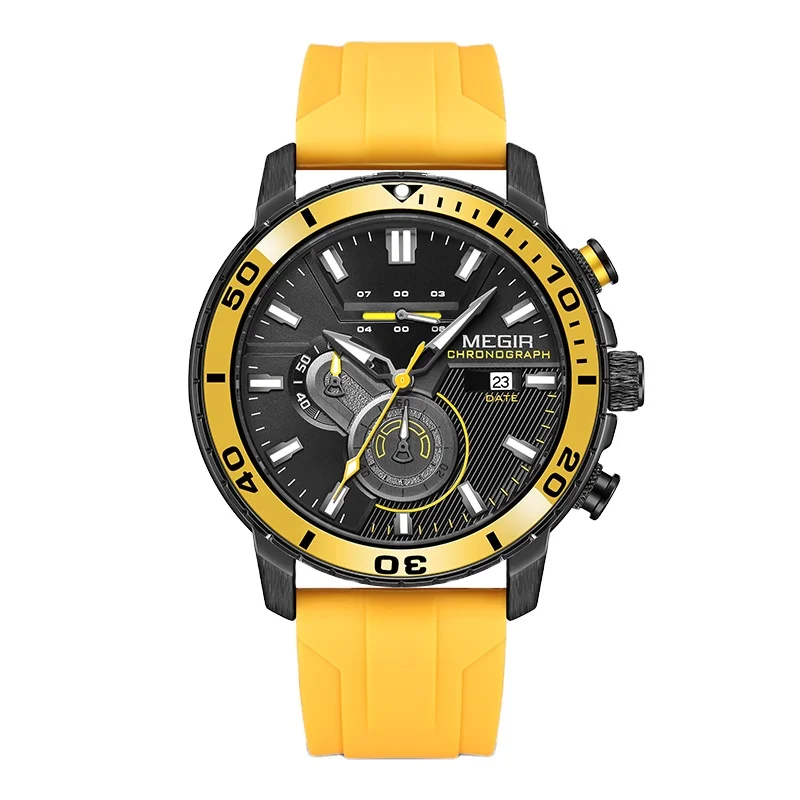Jam Tangan Megir 2224 Original Brand Luxury Men Quartz Chronograph Watches  Waterproof Fashion Sport Watch