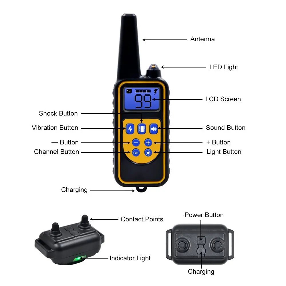 800 Meters Remote Control Dog Device 100 File Waterproof Shock Collar Dog Anti Barking Collar Luxury Pet Collars