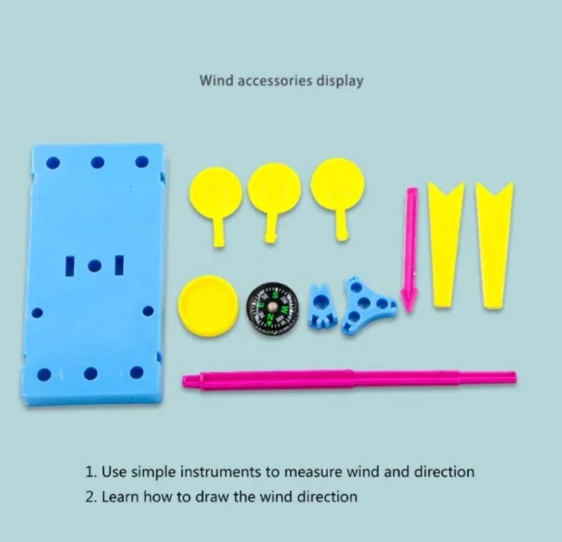 DIY Plastic Wind Vane Model Handmade Anemometer Kit Wind Speed Measurement Toy for Children Physics Experiment Supplies