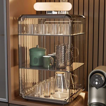 Transparent Plastic Dust Proof Water Bottle Holder Easy-to-Use Rectangle Storage Organizer for Wine Cup & Bottle