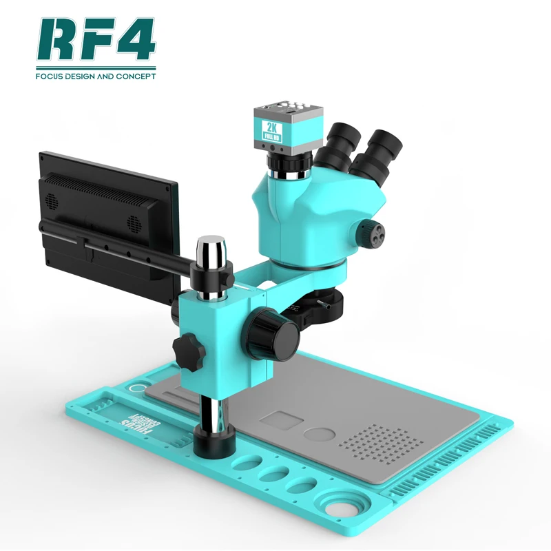 RF4 RF4 RF7050TVD2-2KC2-X101 Trinocular Electronic Repair RF4 Microscope With 2K Camera 10 Inch Monitor Mobile IC Chips Repair