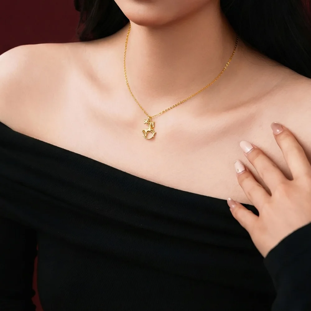 KAKODIY Petite Design Pendant 925 Sterling Silver Rhodium Plated 18K Gold Plated Chain 5A Cubic Zirconia Four Leaf Clover Horse Pendant Necklace detail 4