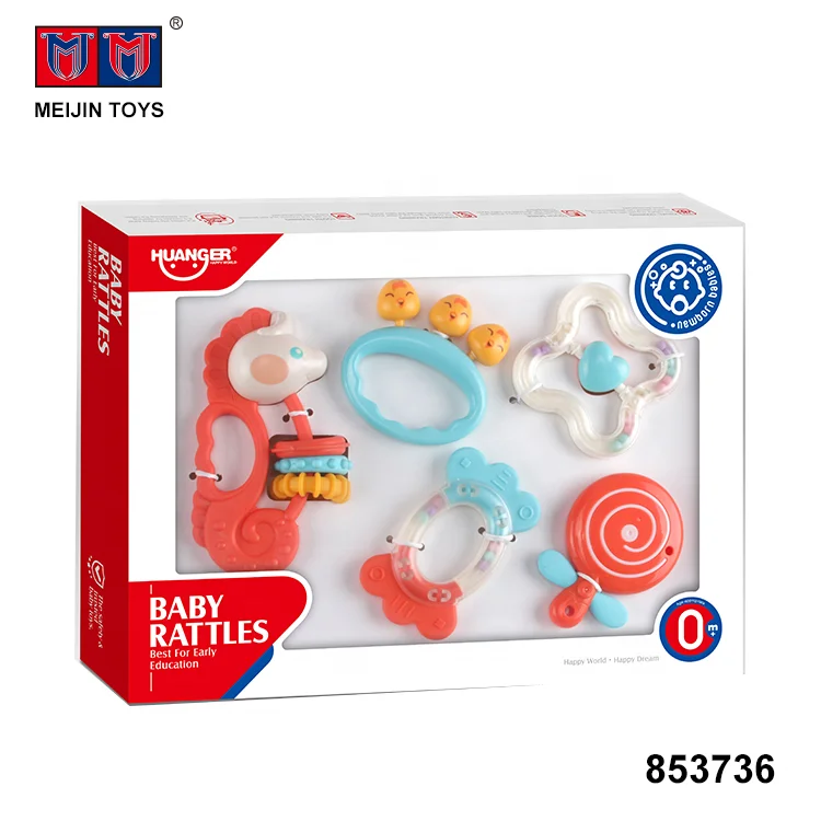 5 шт., детские пластиковые игрушки-погремушки