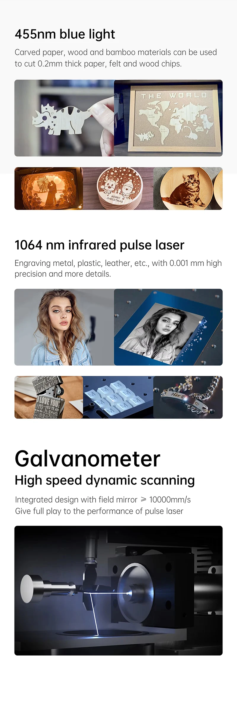 New Programmable Fiber Laser Marking Machines Laser Printer Engraver for Gold Jewelry Wood Leather Supports DXF BMP AI Graphic