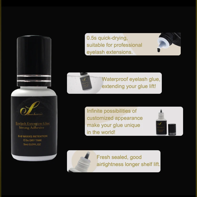 0.5 Second Waterproof Eyelash Extension Glue Custom Lash Glue For