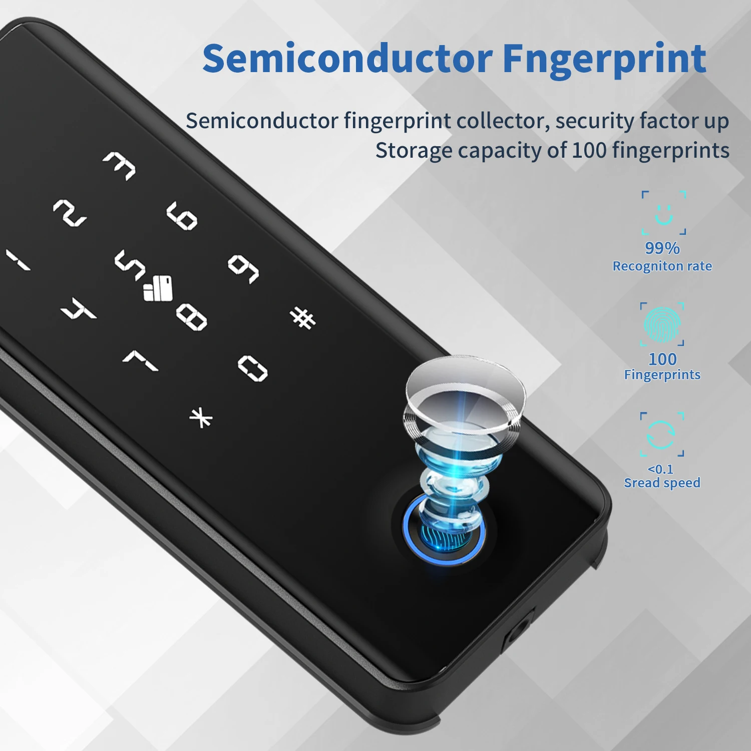 Smartlock Biometric Fingerprint Access Control System App Door Time Attendance for Office with Glass Door Pin Lock