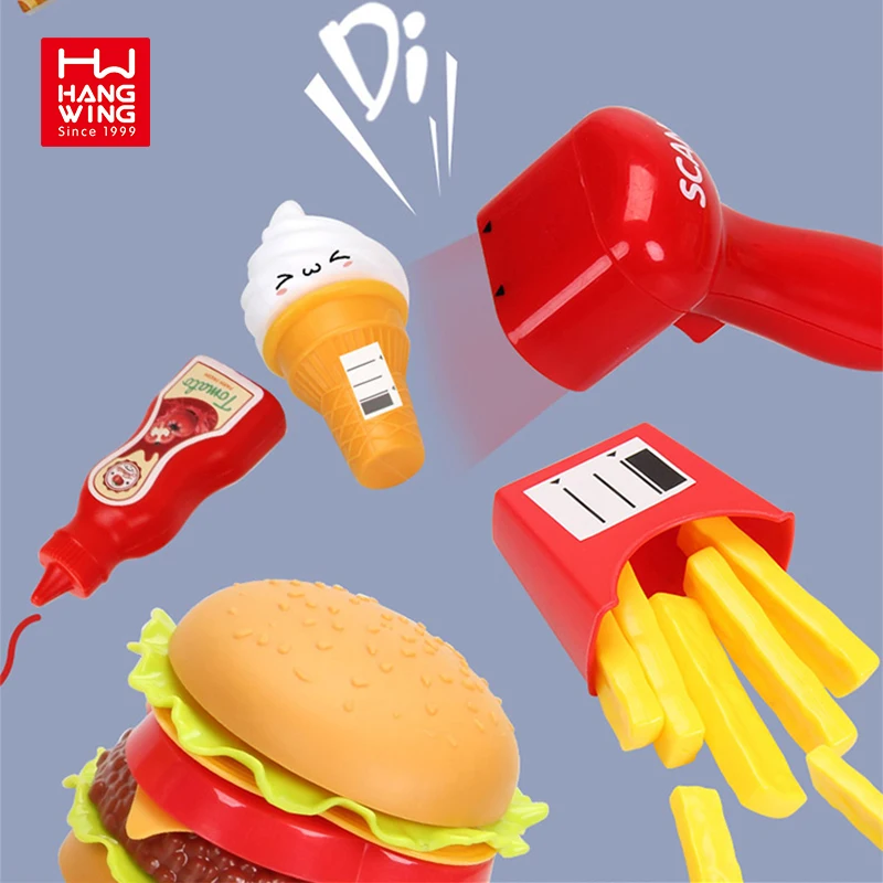 Детский Пластиковый игрушечный кассовый аппарат с батарейным питанием для супермаркета