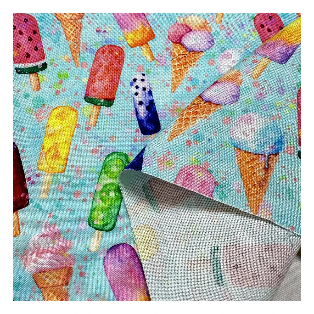 The Factory Outlet Colorful Ice Cream Design Digital Printing Textile Fabrics 100% Cotton Woven Poplin Fabric for Clothing