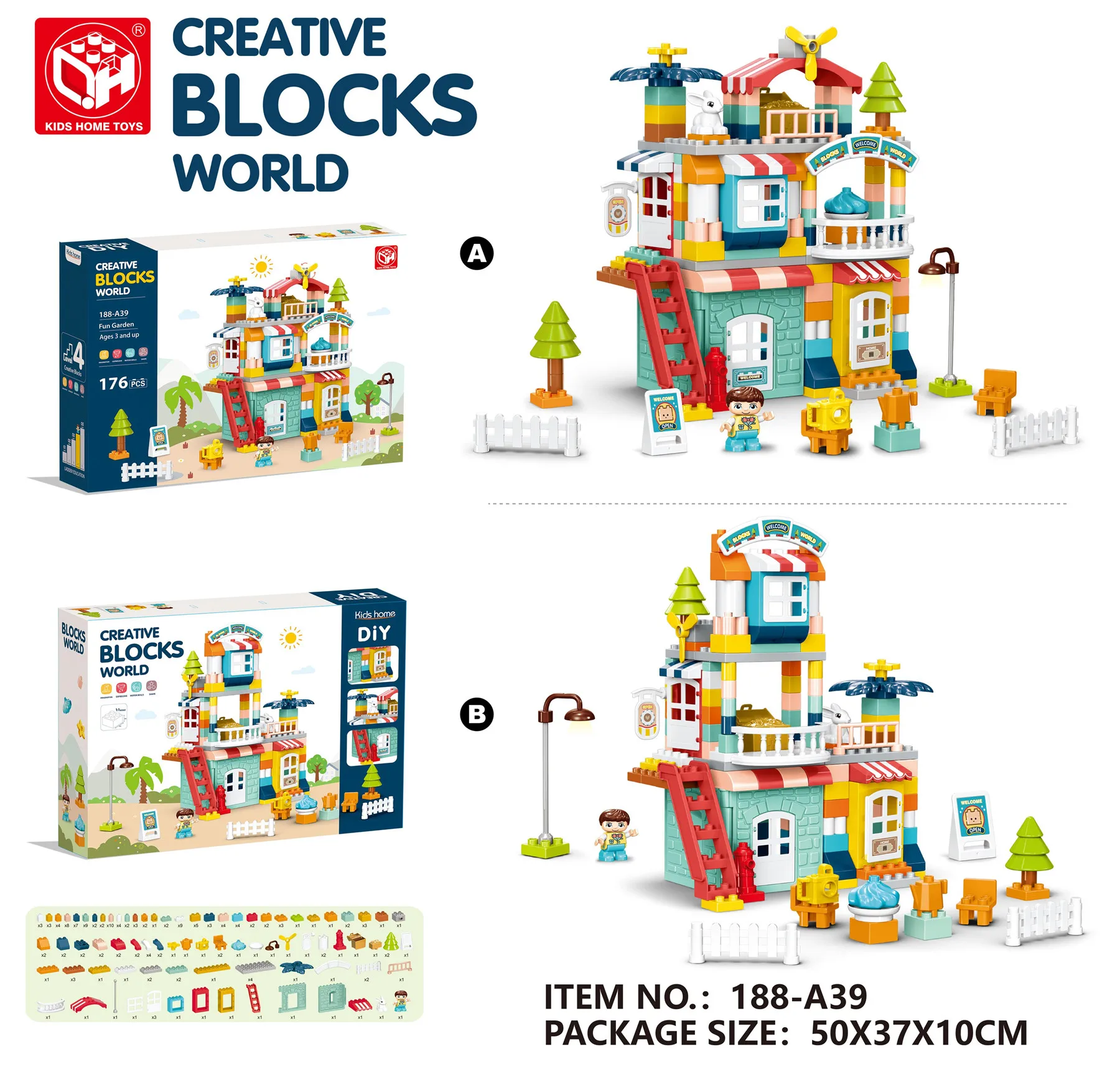 Factory New DIY Toy Building Block Space Set Multifunctional Education Plastic with House Creative Building Kids Storage Box ABS