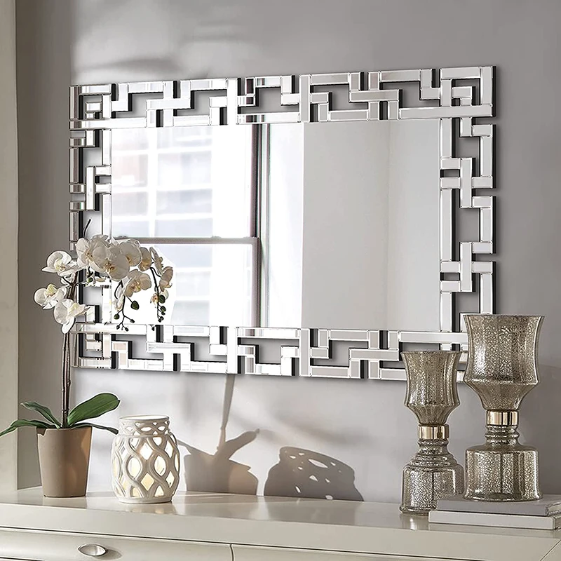 Specchio Da Parete Rettangolare 76x116 Cm – Moderno, Decorativo Per Soggiorno E Camera Da Letto, In Vetro Silver