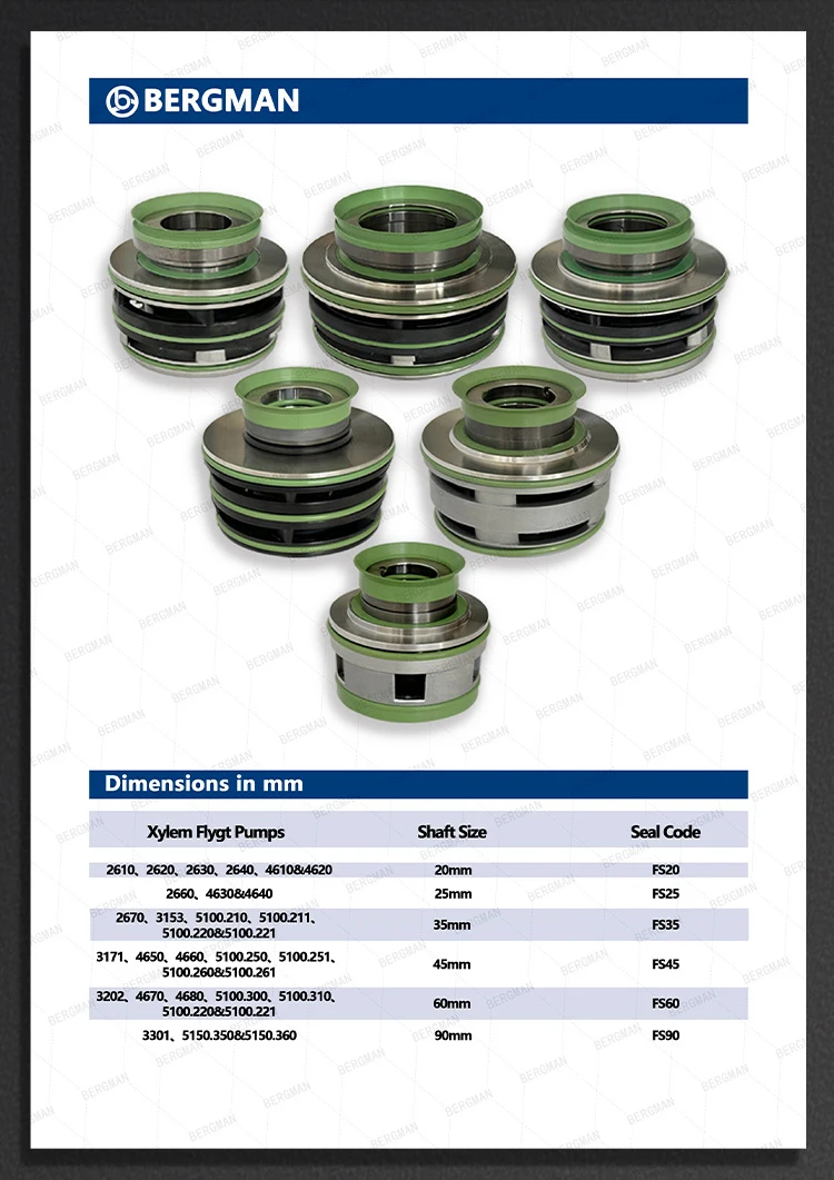 90mm Flygt Pump Mechanical Seal Upper Seal ISO9001-2015 Certified for Flygt Pumps 3230 3300 3310 3350 3400